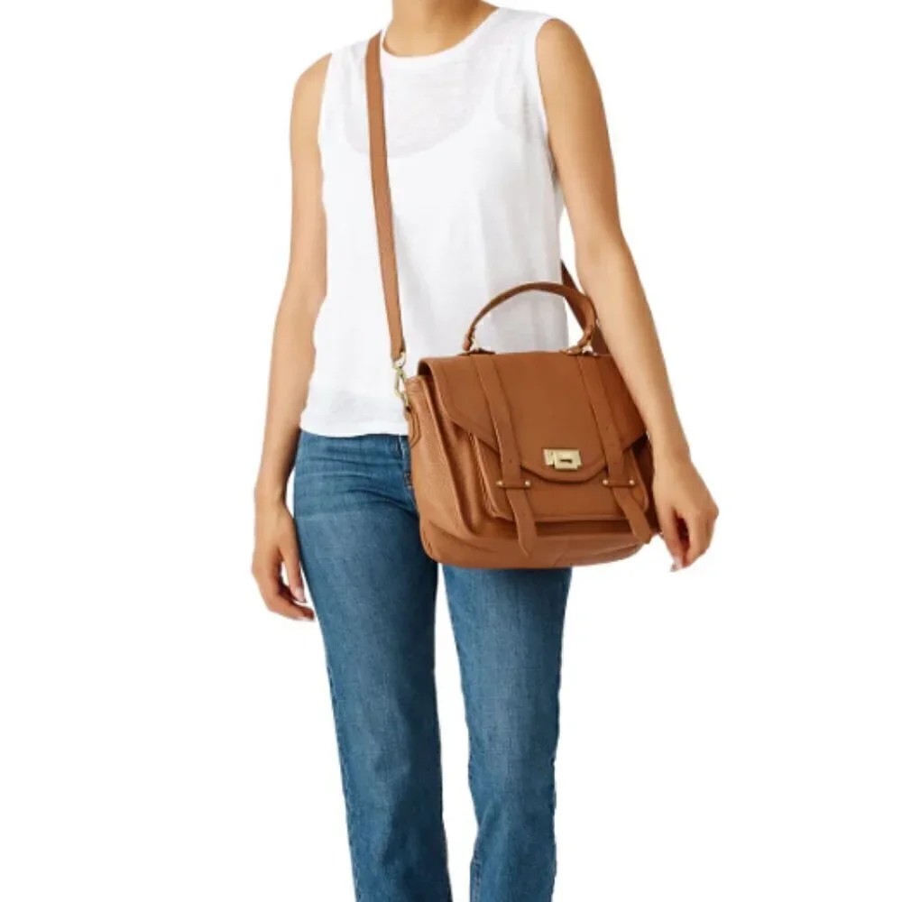 GiGi New York Hayden Saddle Satchel Pebbled Leather Crossbody Bag Brown